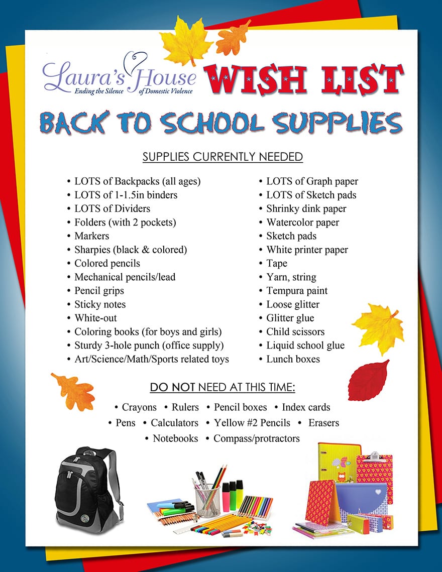 Back to School Supplies Wish List