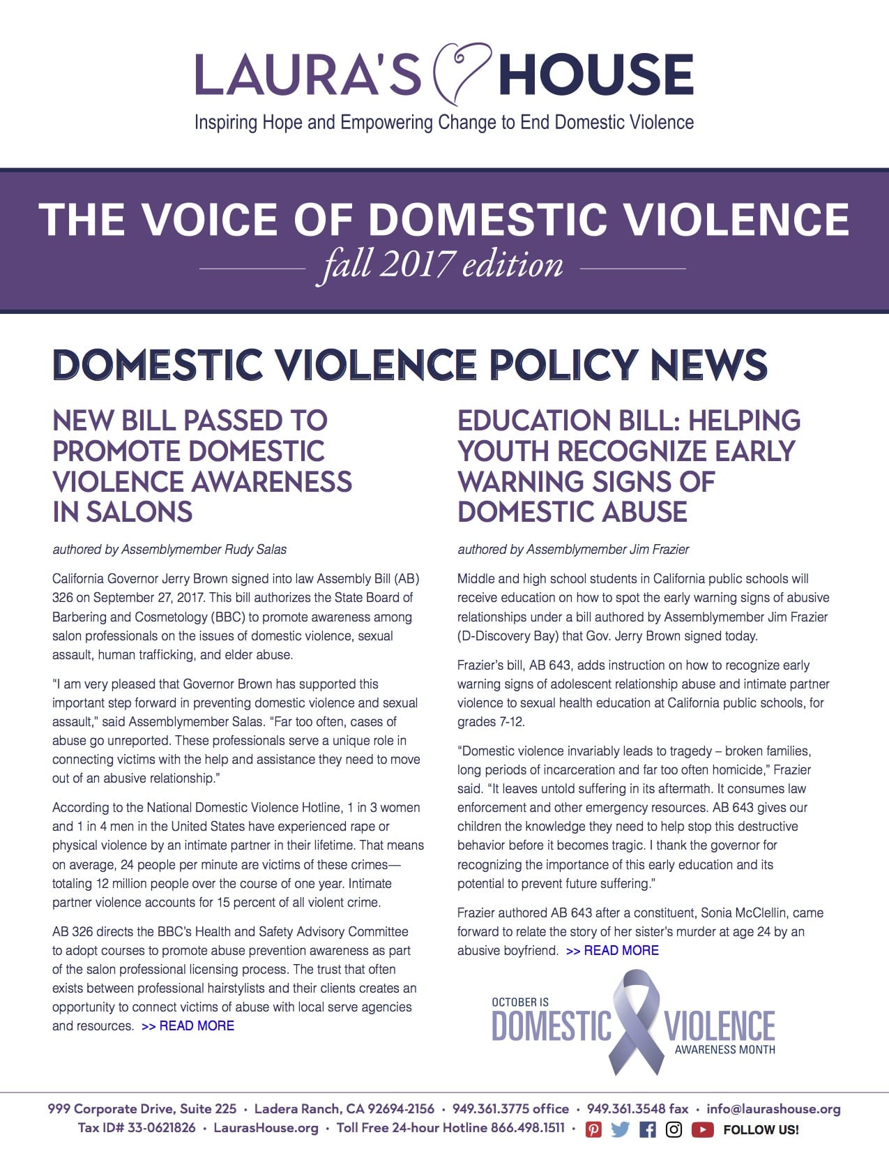 The Voice of Domestic Violence - Fall 2017 edition