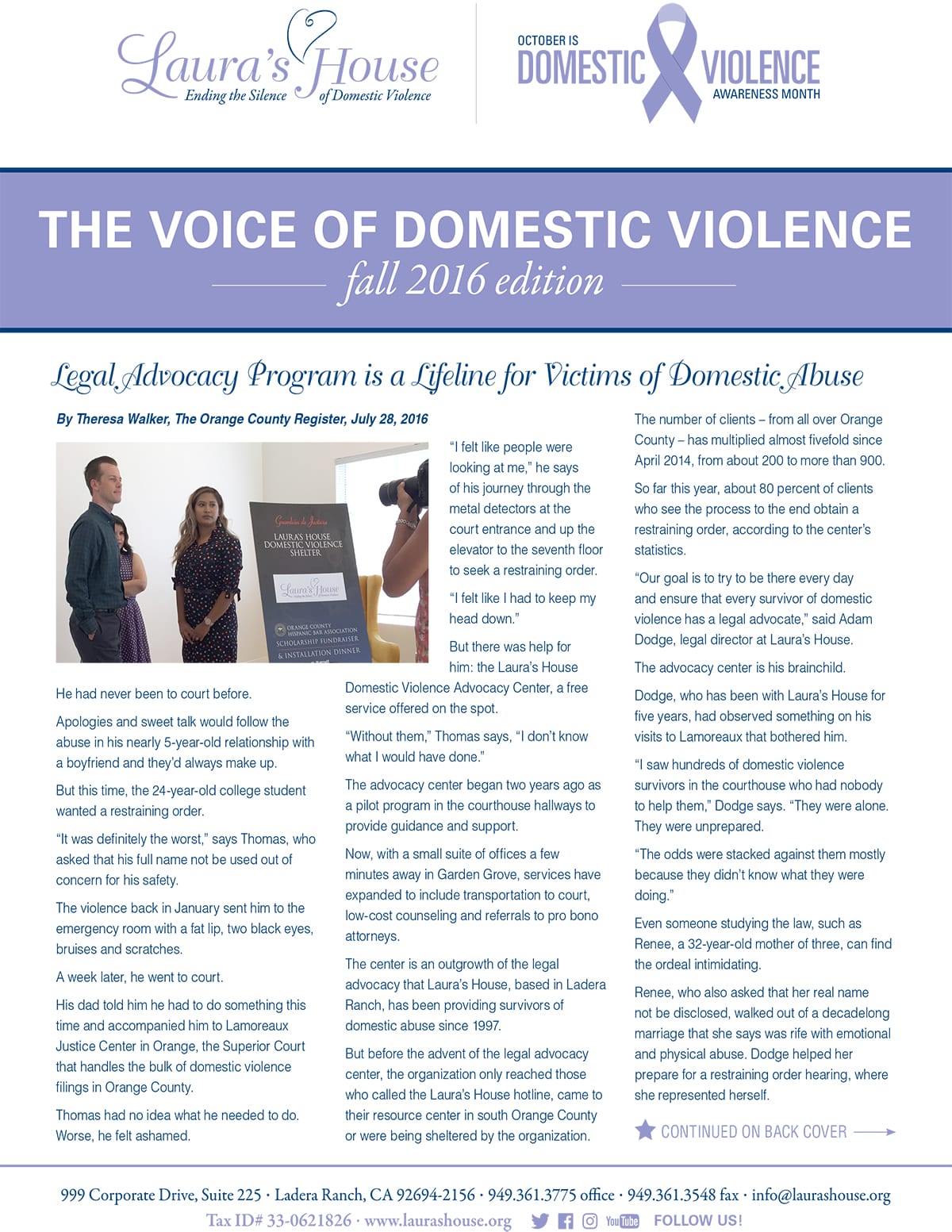 The Voice of Domestic Violence - Fall 2016 edition
