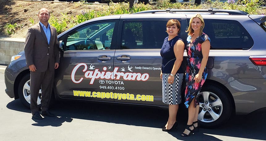 Capistrano Toyota's Donated Car with Roger Hogan Jr., Margaret R. Bayston and Andrea McCallister