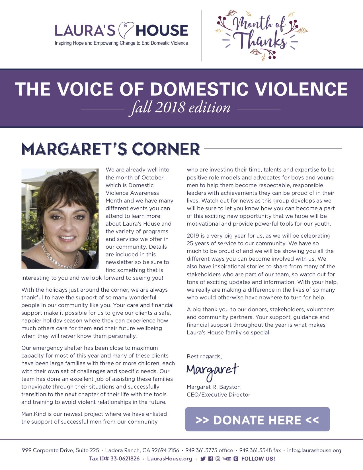 The Voice of Domestic Violence - Fall 2018 edition
